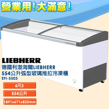 德國利渤海爾LIEBHERR 554公升弧型玻璃推拉冷凍櫃 EFI-5503