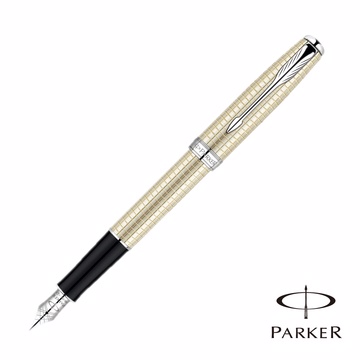 PARKER 派克 SONNET 商籟 高尚系列 純銀格珍珠白 鋼筆