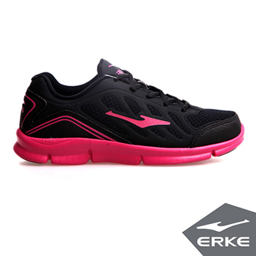 ERKE爾克-女運動常規慢跑鞋-正黑/玫紅