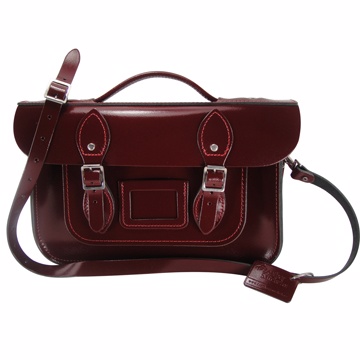 【The Leather Satchel Co.】12.5吋 英國手工牛皮劍橋包 手提包 肩背 側背包 磁釦設計(誘惑紅-漆皮)