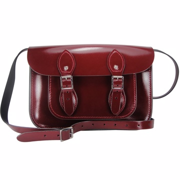 【The Leather Satchel Co.】11吋 英國手工牛皮劍橋包 肩背側背手拿包 精湛工藝 磁釦設計(誘惑紅-漆皮)