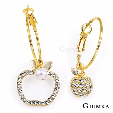 【GIUMKA】珍珠蘋果耳環 金色白鋯 MF247-5