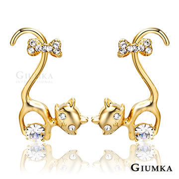 【GIUMKA】優雅俏貓咪耳環 (金色) MF564-1