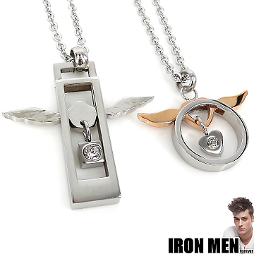 【Iron Men】法蘭西天使灣戀人˙珠寶白鋼對鍊(銀/玫瑰金)