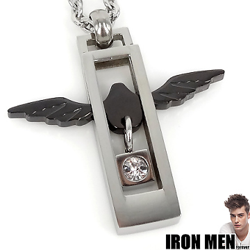 【Iron Men】法蘭西天使灣戀人˙珠寶白鋼項鍊(銀黑)