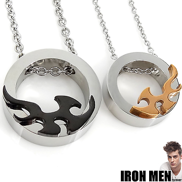 【Iron Men】薩爾多熱焰之戀˙珠寶白鋼對鍊(銀黑/玫瑰金)
