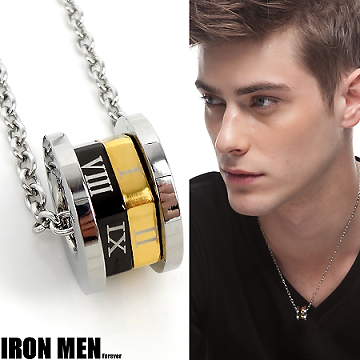 【Iron Men】羅馬假期˙三色金圓輪珠寶白鋼項鍊(男款)