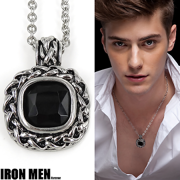 【Iron Men】梵提賽王者寶石˙珠寶白鋼項鍊(復古銀黑)