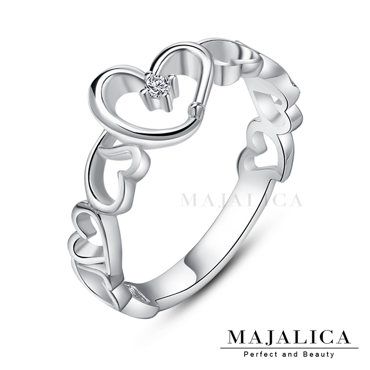 【Majalica】925純銀戒指女戒 心電心 純銀尾戒 銀色款 PR014(銀色)