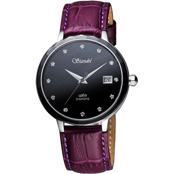 Standel 詩丹麗真鑽陶瓷時尚腕錶(3S2632SD-V)-黑/紫/38mm