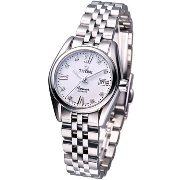 TITONI Airmaster 優雅女伶 晶鑽機械腕錶 23909SB-063