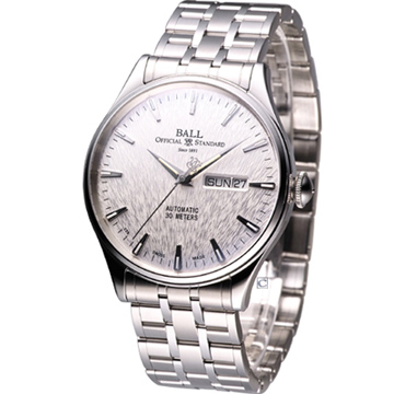 【BALL 波爾錶】BALL 波爾錶NM2080D-SJ-SL Trainmaster質感髮絲紋面機械腕錶/白面40mm(NM2080D-SJ-SL)