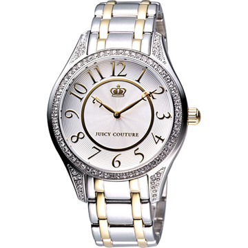 Juicy Couture Lively 極緻奢華晶鑽腕錶 銀 半金 38mm J1900796