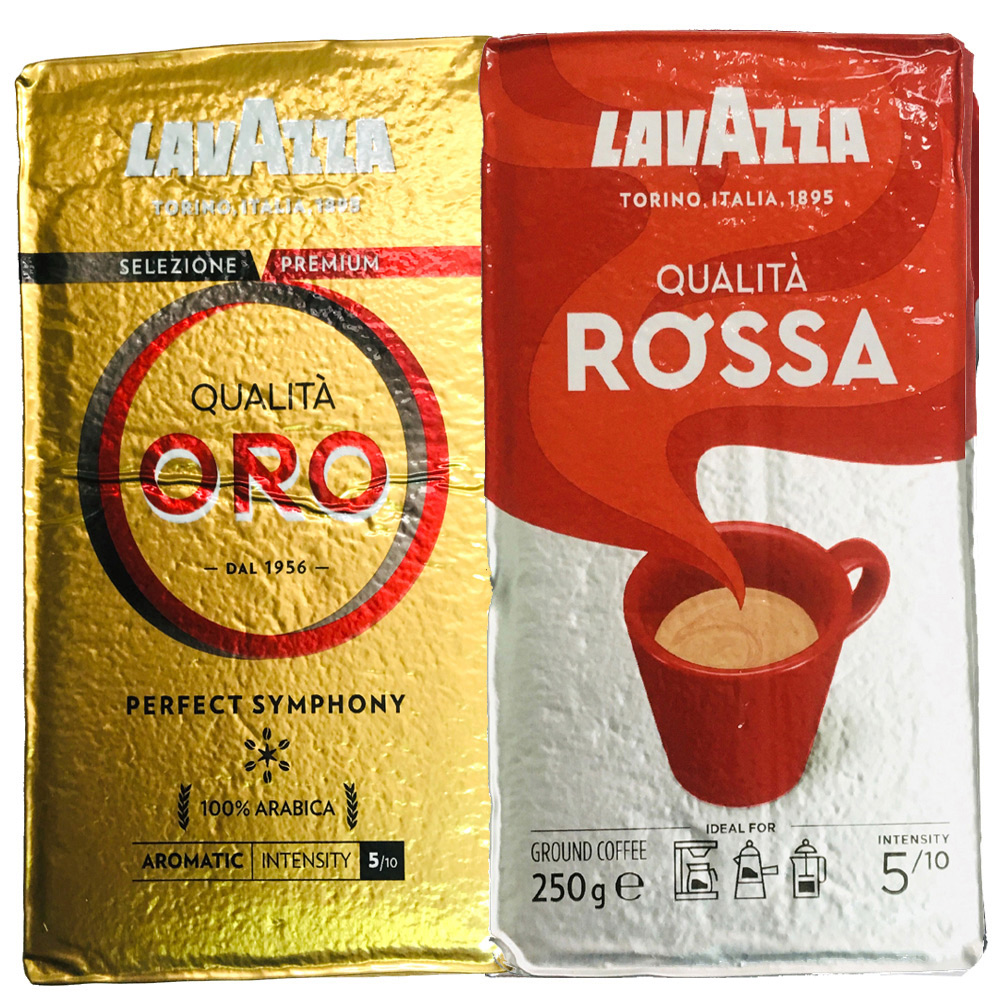 【LAVAZZA】ORO金牌咖啡粉(2包)+ROSSA研磨咖啡粉(2包)