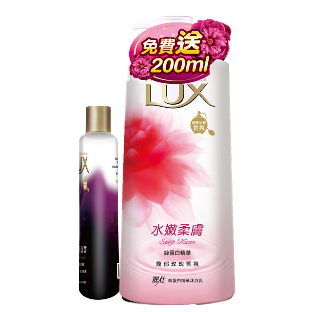 LUX麗仕沐浴乳水嫩柔膚1L+媚惑幽香沐浴乳200ML