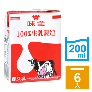 味全 全脂保久乳200ml(6入)