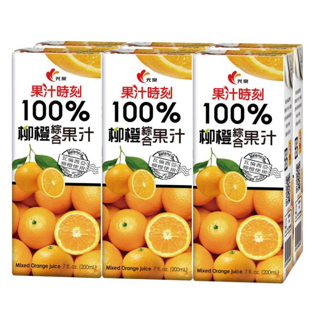 光泉 100%柳橙汁200ml(6入/組)