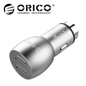 【ORICO】雙USB破窗錘車充/銀(UCM-2U-SV)