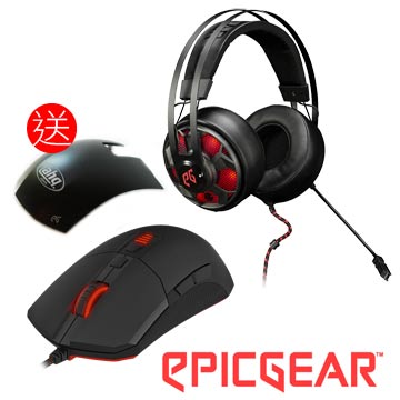 EPICGEAR 雷鳴魔電競耳機麥克風+魔拉電競滑鼠-黑 送AHQ滑鼠背蓋