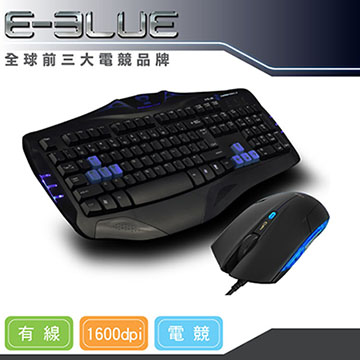 ☆全球前三大電競品牌☆E-Blue眼鏡蛇炫光版~USB有線中文鍵盤滑鼠組
