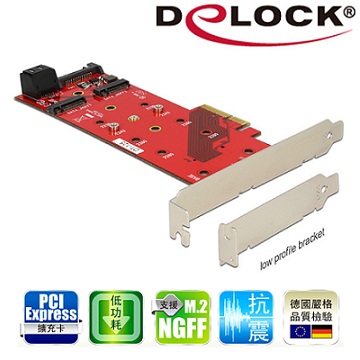 Delock M.2 NGFF SSD x3 PCI express擴充卡-89394