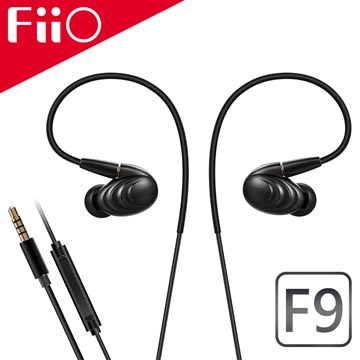 FiiO F9 MMCX可換線三單元圈鐵入耳式線控耳機-黑色