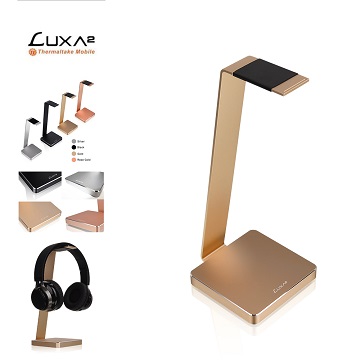 LUXA2 E-ONE 晶鑽級全鋁合金耳機支架香檳金 HO-HDP-ALE1GD-00
