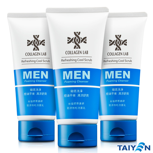 【台鹽TAIYEN】熱銷推薦 膠原美研系列 勁涼微粒洗面乳 3入組(110g/支)