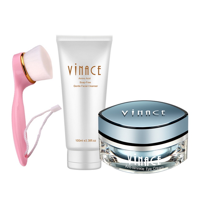【ViNACE】 胺基酸溫和洗面乳100ml+賦活緊緻抗皺眼霜15ml(送洗面刷)