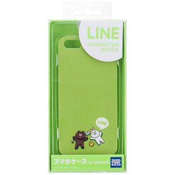 APP LINE iPhone5手機殼。布朗熊與可妮兔悠哉草地