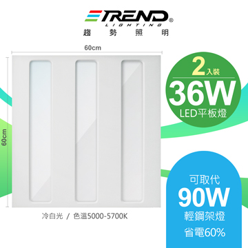 【趨勢照明】 60X60 LED薄型輕鋼架平板燈 36W - 冷白光 2入
