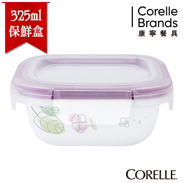 【美國康寧 CORELLE】春之韻輕采玻璃保鮮盒 方型325ml-612PD
