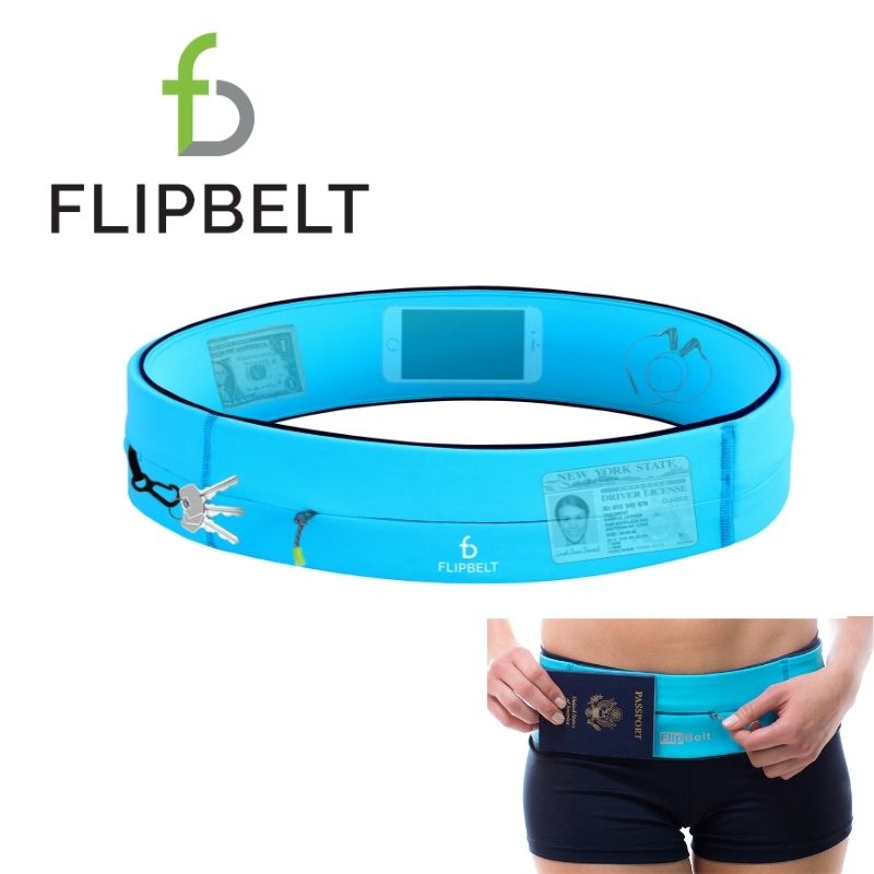 美國 FlipBelt 飛力跑運動腰帶拉鍊版(水藍色)
