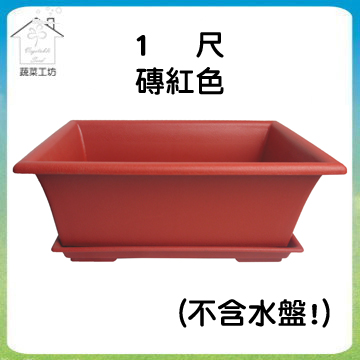 【蔬菜工坊】中興1尺長方盆磚紅色