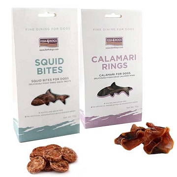 海洋之星FISH4DOGS 全天然健康點心-小卷片+魷魚圈 / 75g*2包入