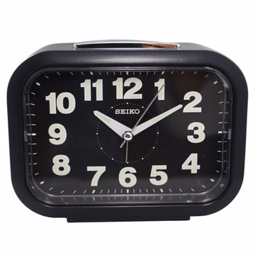 【日本精工-SEIKO】QHK026長方型夜光靜音貪睡鬧鐘(銀色)