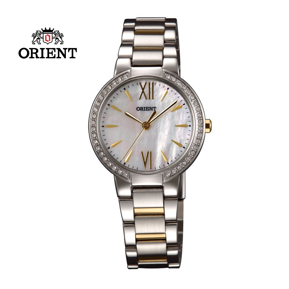 ORIENT 東方錶 DRESS系列 時尚晶亮珍珠貝石英錶 鋼帶款 FQC0M003W 金色 - 30mm