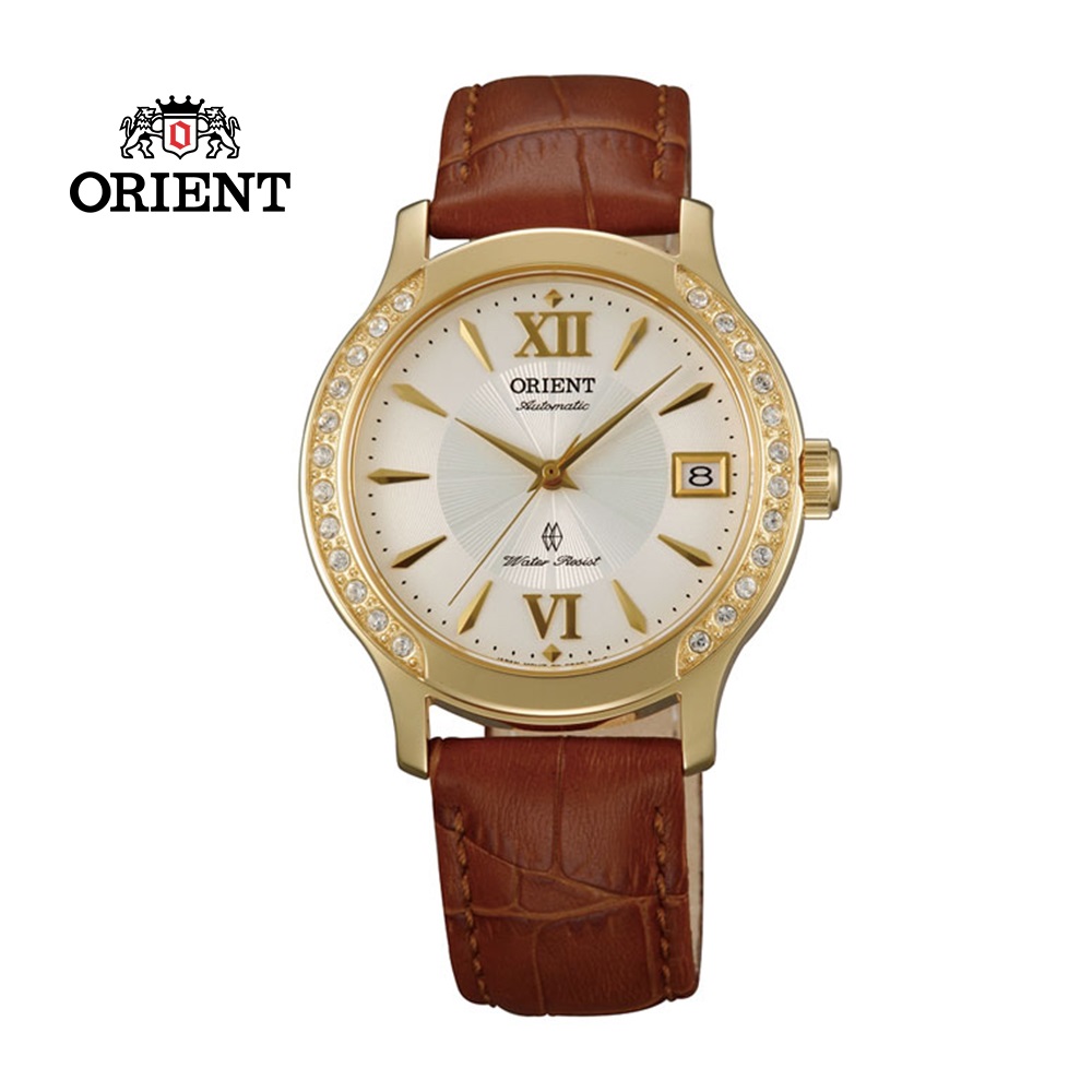 ORIENT 東方錶 ELEGANT系列 優雅鑲鑽機械錶 皮帶款 FER2E003W 金色 - 36mm