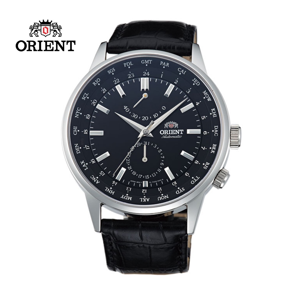 ORIENT 東方錶 WORLD TIME系列 世界時間機械錶 皮帶款 SFA06002B 黑色 - 43.5mm