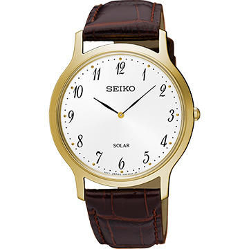 SEIKO 精工 SOLAR 太陽能都會時尚手錶-白x咖啡/38mm V115-0BE0G(SUP860P1)
