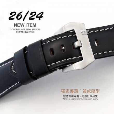 完全計時手錶館│Panerai 沛納海代用 大型錶扣 進口錶帶24/26mm真小牛皮 優惠智慧手錶代用