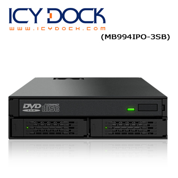 ICY DOCK MB994IPO-3SB, 2x2.5” 硬碟+薄型光碟機空間模組