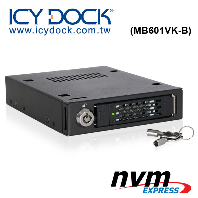 ICY DOCK 全金屬 2.5吋U.2 NVMe 轉一3.5吋裝置間 固態硬碟抽取盒(MB601VK-B)