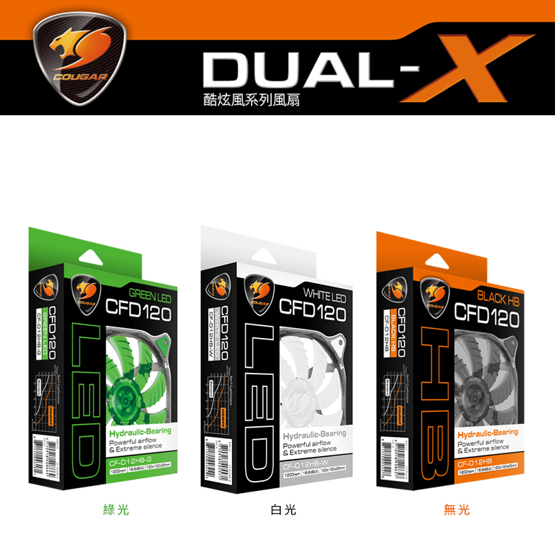 偉訓 COUGAR 美州獅 DUAL-X 酷炫風系列電腦機殼專用風扇(FANS)