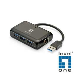 【LevelOne】超高速Gigabit USB網卡+USB集線器 USB-0502