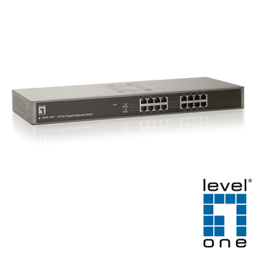 【LevelOne】10/100/1000Mbps 16埠超高速乙太網路交換器GSW-1657