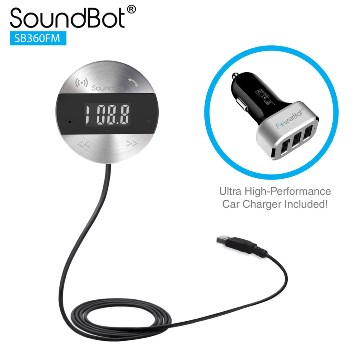 美國聲霸SoundBot SB360FM - LCD面版操控 - 車用藍牙4.1音樂接收播放,藍牙傳輸器,贈車用充電器