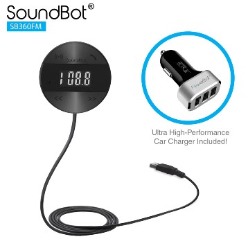 美國聲霸SoundBot SB360FM - LCD面版操控 - 車用藍牙4.1音樂接收播放,藍牙傳輸器,贈車用充電器