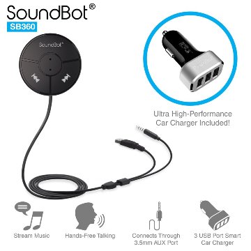 美國聲霸SoundBot SB360 車用藍牙4.0音樂接收播放,藍牙傳輸器,贈5.1A車用充電器