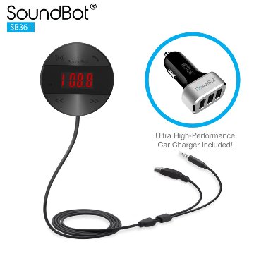 美國聲霸SoundBot SB361 FM LCD面版操控 - 車用音樂接收播放器,贈5.1A車用充電器